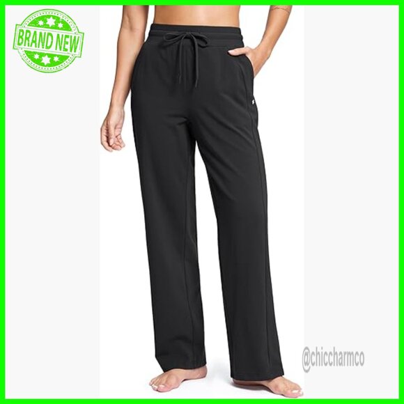 High Waisted Cotton Sweatpants with Pockets Open Bottom Lounge Yoga Pants